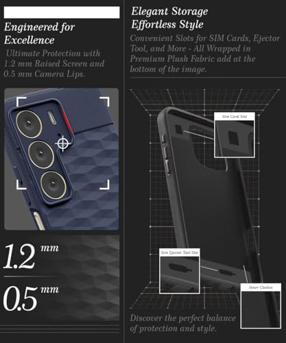 Image of WOW IMAGINE Back Cover for Realme C75 | Realme C73 | Narzo 80 lite 5G | P3 Lite 5G | with Hexa Cube Design | Ultra Slim Soft Rubberised Case | Inner Velvet Fabric | Matte Silicone Flexible Case - Blue
