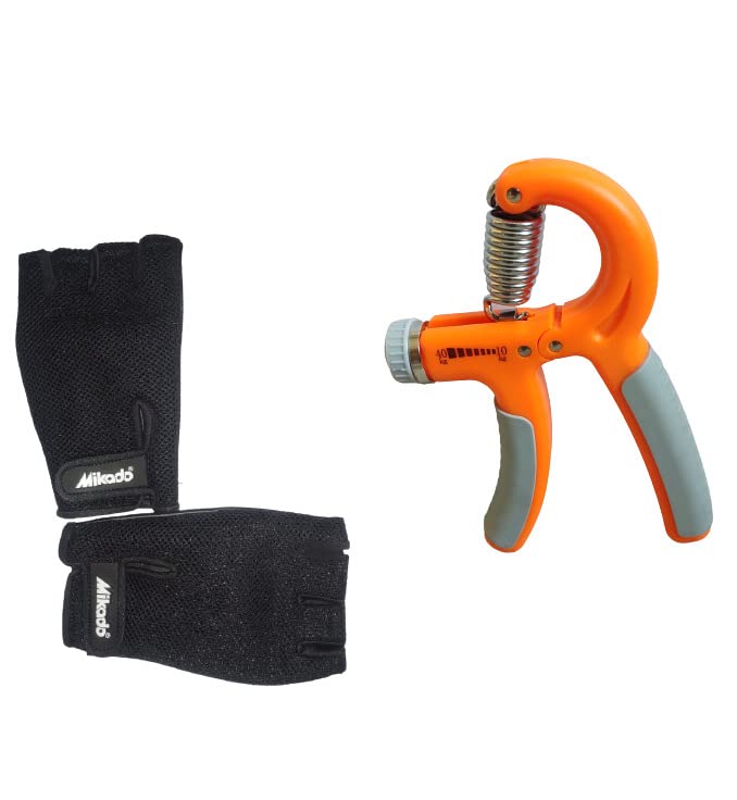 Mikado Sport Sports Gloves Mikado P.U. ADJ./ Gym Gloves with Wrist Support + Adjustable Hand Grip Strengthener & Hand Gripper for Men & Women (B09TFLFVR7) Amazon Price History, Amazon Price Tracker