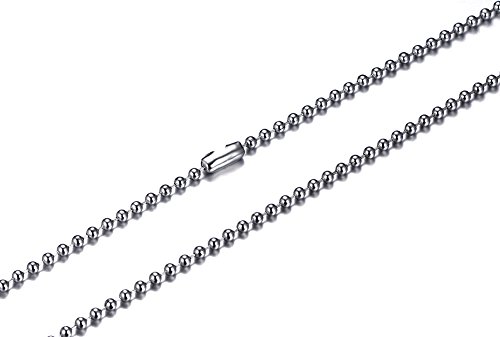 Sinleo Titanium Stainless Steel Small Beads Ball Chain Necklace For Men Women Dog Tag Link Chain Silver 2Mm 24 Inches #TOP1