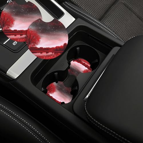 Portavasos para carro 2 unidades diseño cielo estrellado rojo miniatura 1