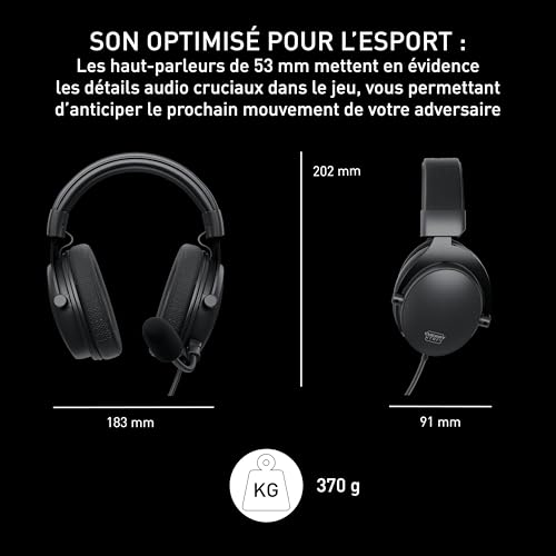 Casque gaming professionnel Xtrfy H2 noir pour e-sport