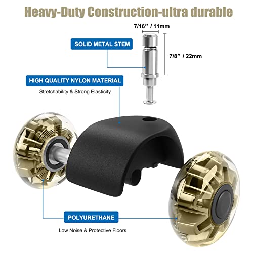 Office Chair Wheels Set of 5,Desk Chair Wheels for Hardwood Tile Vinyl Carpet -Heavy Duty Chair Casters,Universal Fit Office Chair Wheel Replacement,Gold