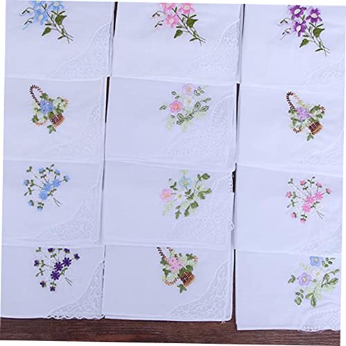 Abaodam 12 Pçs Lenços Para Mulheres Lenços Brancos Decoração Retrô Servilletas Para Bordar Guardanap