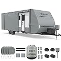 VIGORVAN RV Cover, Upgraded Super Thick Travel Trailer Cover Fits 18'1''-20', Heavy Duty Camper Cover with Jack Cover & Tire Covers & Gutter Covers for Waterproof, Windproof, Rip-Stop