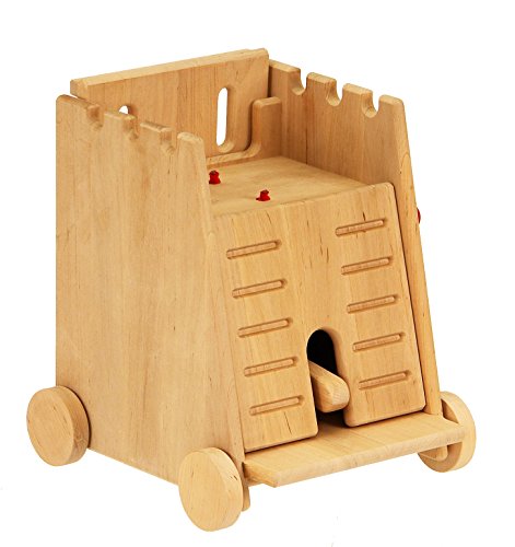 Drewart Ritterspielzeug großer Belagerungsturm Rammbock Ritterburg Burg aus Holz 931-1001