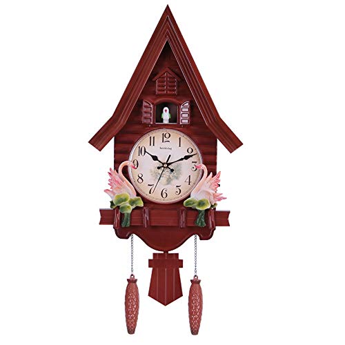 European Style Creative Cuckoo Bird Wall Clock Home Children's Room 69 cm x 16 cm x 33 cm - Fixed Door Does not Open or Close (CoffeeBrown)