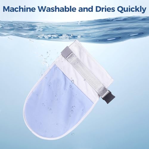 Medical Restraint Mittens with Removable Ties for Patients or Elderly, 2Pcs, Soft and Skin-friendly, Restraint Mitts Restraint Gloves with Finger Ring, Anti Scratch and Dementia for Adults, Blue