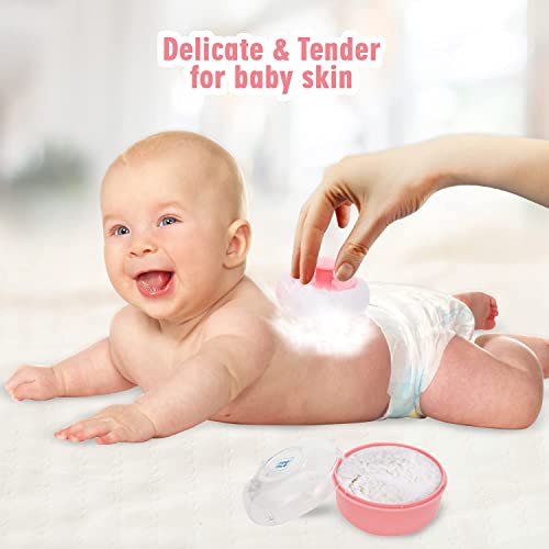 Image of Soft Baby Powder Puff with Case for Newborn & Infant - Gentle Skin Friendly Baby Care Puff Multi colours