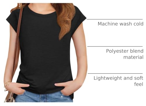 Image of Imily Bela Girls Short Sleeve T Shirts Crew Neck Cap Sleeve Tank Tops Casual Loose Summer Shirt Kids 5-14 Years