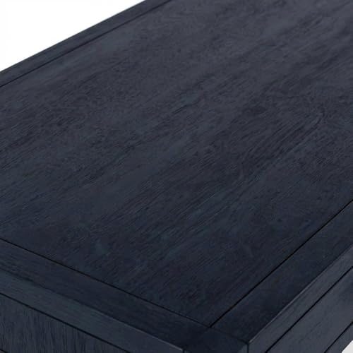 Image of Transitional Writing Desk with 2 Drawers, Acacia Wood Home Office Computer Workstation in Blue with MDF Construction
