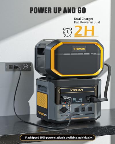 Image of VTOMAN Flash Speed 1500 Pro Power with Extra Battery & 200W Solar Panel - 3096Wh Capacity & 1500W Output for Extended Home Backup, Long RV Trips, Severe Weather & Emergencies