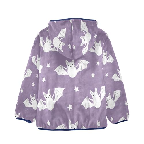 Cute Bats Flying Stars Toddler Fleece Jacket Girl Boys Hooded Fleece Jacket Coat Warm Outwear Zip-up 3-10T2