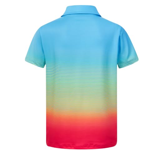 westwolf Boys Hawaiian Polo Shirt Golf Blue Red Gradient Stripes 11-12 Year - image 2