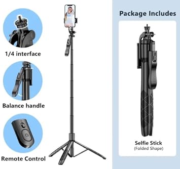 Coverzone Professional Tripod And Selfie Stick L16 153cm Cell Phone Height Adjustable Desktop With Bluetooth Remote Control Portable Indoor Outdoor Home Holiday Camping Suitable