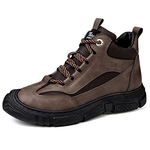 Hombre Zapatillas de Deporte al Aire Libre Casual Mid Top Martin Botas para Caminar,Marrón,42EU Cover