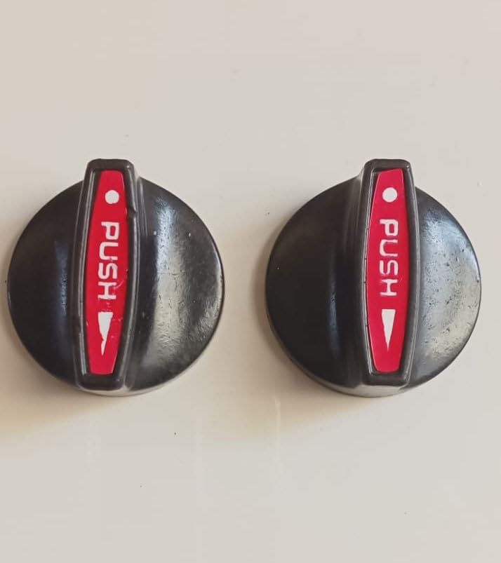 Image of Universal fit Knob for Gas Stove Replacement Parts | Long Lasting, Smooth Operation, Premium PVC On-Off Push Type 8 MM Spindle Black Knob for All Sleek Slim Modal Gas Stove (P2, Pack of 2)