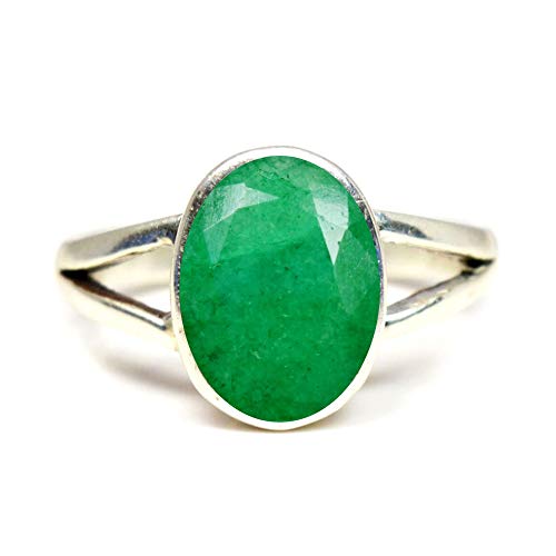 Bague Émeraude naturelle 3 carats Argent sterling femme taille UK J 1/2 à Z