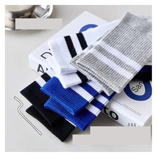 Socks 5 Pairs Men's Socks in The Autumn and Winter Cotton Sports Trend Cotton Stripe Lovers Stockings Cotton Socks(2)3