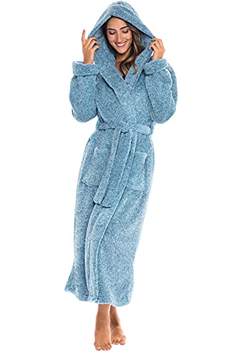 Image of Alexander Del Rossa Womens Fluffy, Fuzzy Robe for Women,Women's Long Hooded Robes, Plus Size