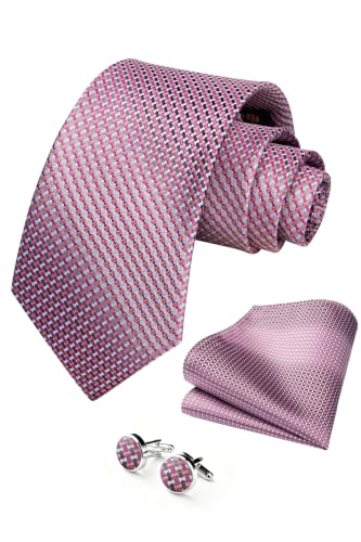 Image of HISDERN Ties for Men Paisley Tie and Pocket Square Cufflinks Set Formal Classic Floral Necktie Handkerchief Wedding Party