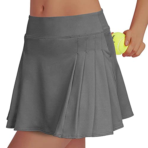 Rainbow Tree Tennis Skirts for Women Golf Skirt Tennis Skort Pleated with Side Inner Pockets Indoor Exercise,Runs Large Grey