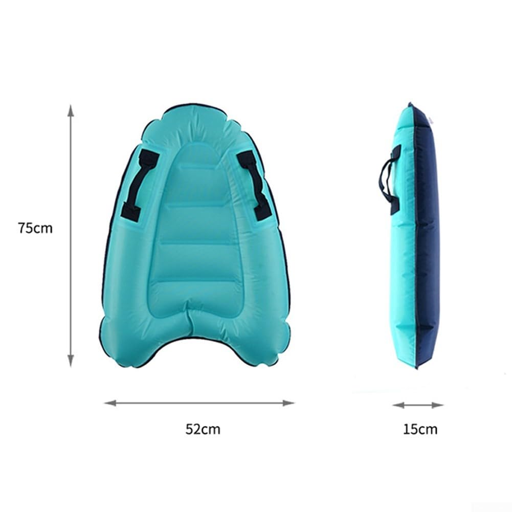 Inflatable Bodyboard Portable Surf Body Board Lightweight Soft Bodyboard with Handles for Swimming Practice Enjoying Waves(Blue)
