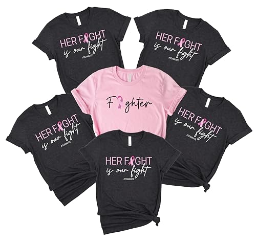 Custom Breast Cancer Support Shirt – Her Fight is Our Fight Tee, Personalized Team Custom T-Shirt, Breast Cancer Awareness Shirt for Women, Unisex Fit, Cotton, All Sizes, Breast Cancer Shirts for Women