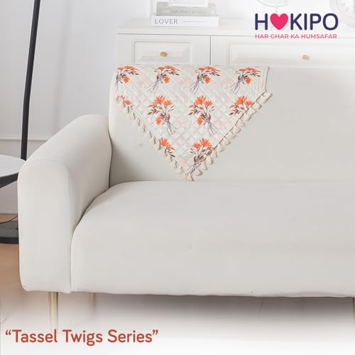 Image of HOKIPO Autumn Blossom Quilted Sofa Backrest Cover Mat| 'Tassel Twigs' Series (IN-988-T5)
