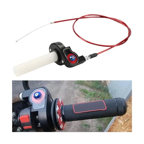 CGEAMDY PUño Acelerador Moto Manillar con Cable, PUños De Manillar De Giro Rápido Kit De Cable del Acelerador, PUño Acelerador Moto 22mm Quick Twister con Cable, para Quad Pit Dirt Bike(Rojo)