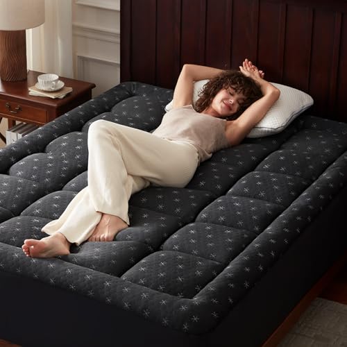 Anluoer Memory Foam Mattress Topper Twin for Back Pain,Down Alternative Pillow Top Mattress Topper,Thick Mattress Pad with 8-21" Deep Pocket, 39x75 Inches, Dark Grey