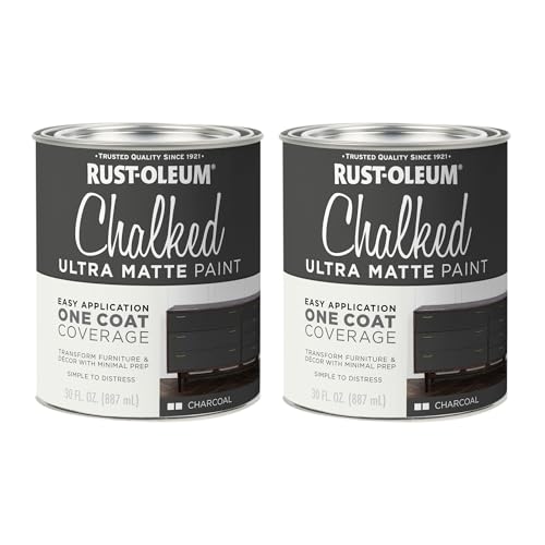Image of Rust-Oleum Charcoal Chalked All-in-One Ultra Matte Paint | One Coat Coverage | No Primer, Sanding, Or Topcoat Needed | Easy Clean Up | Made in USA | 30 OZ | 2 Pack