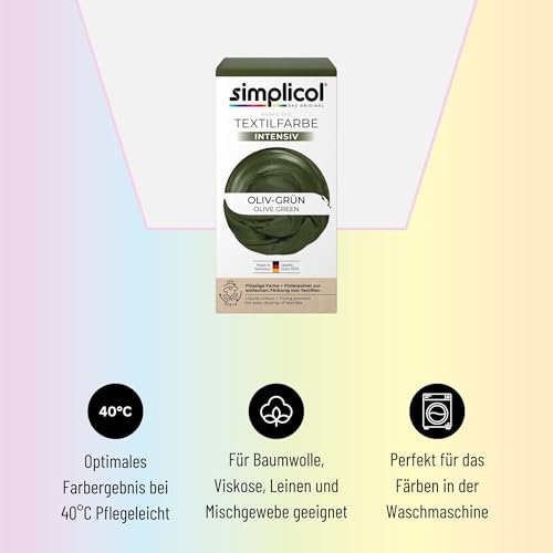 simplicol Textilfarbe intensiv Oliv-Grün | Einfaches Färben in der Waschmaschine | Flüssige Farbe &...
