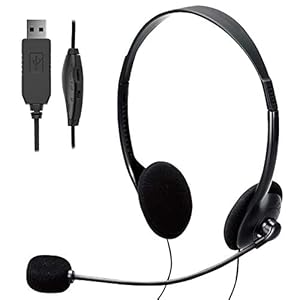 TINGDA USB Headset, PC Headset mit Mikrofon Noise Cancelling & Lautstärkeregler, Computer Chat Headset für Skype…
