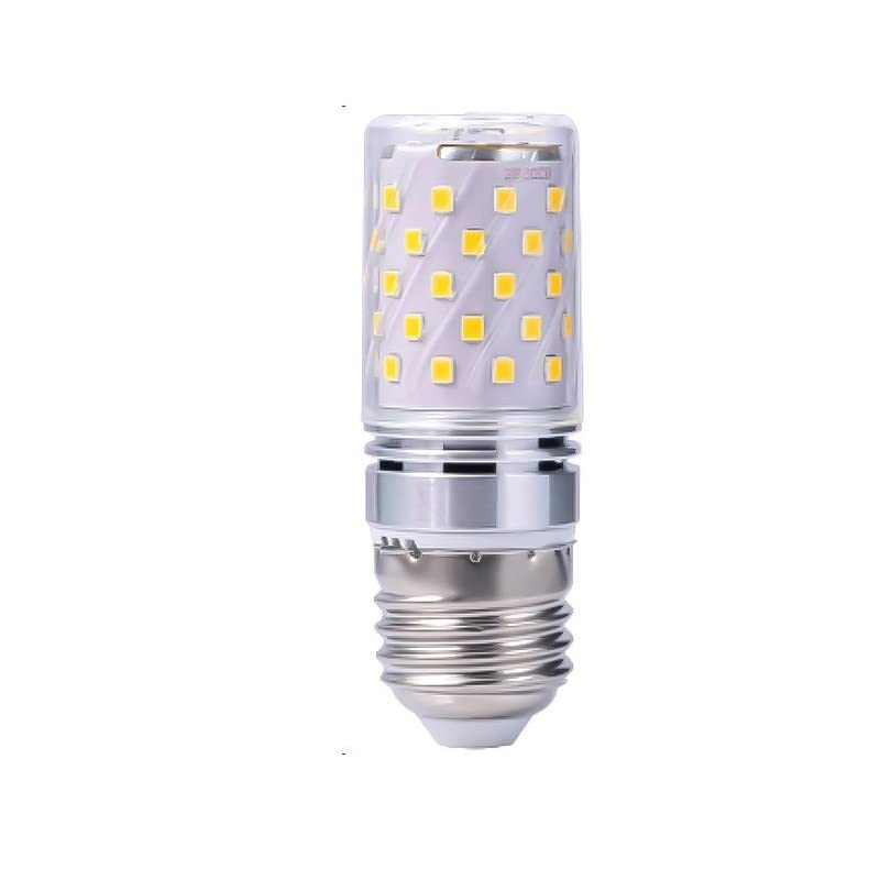 KJXP Lighting, Pack of 20, Led Candle Light Bulb AC220V E14/E27 Screw Household Tri-Colour Changing Light 12w/16w Led Corn Bulb(Tri-Colour,Silver E27-12W)