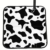 Black and White Cow Print Seat Cushion Folding, Indoor Outdoor Portable Chair Cushion for Camping, Waterproof Memory Foam Sitting Mats for Picnic Hiking Stadium Travel, Lightweight & Compact