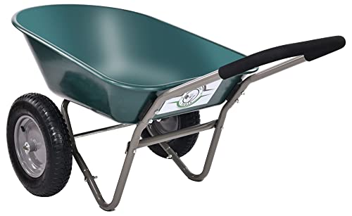 Dual-Wheel Home Garden Yard Utility Wheelbarrow Cart with Built-in Stand
