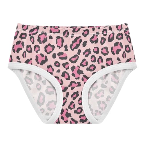 ZZKKO Pink Leopard Print Girls Underwear Toddler Panties for Girls Comfort Brief Size 2T-8Y