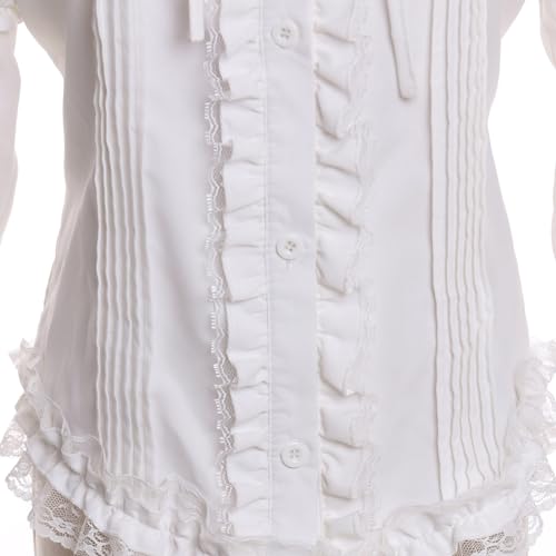 Victorian Blouse for Women Vintage Lace Ruffle Neck Puff Long Sleeve Shirt Tops4