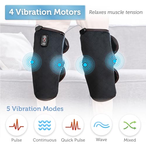 COMFIER Knee Massager,Vibration Knee Heating Pad for Knee Pain Relief,Knee Warmer with 2 Heat Levels,Auto Shut-Off Heat Pads,Multiple Settings