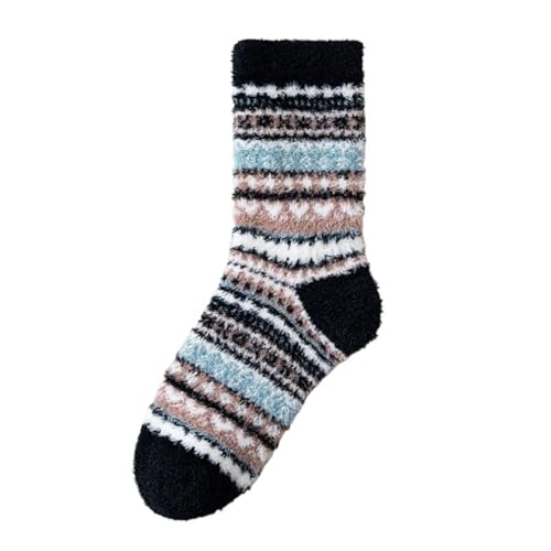 NBWBTZTXA Autumn And Winter Coral fleece Socks floor Men And Women Half Sleeping Soft Thick Warm Mid Tube(A8)