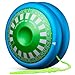 MAGICYOYO D6 Multifunctional Yoyo for Kids, Professional Finger Spin Yoyo with Responsive & Unresponsive Functions, Metal 2A Trick Yo-yo, Kids & Adults Friendly Gift Toy (Blue with Green Cap)