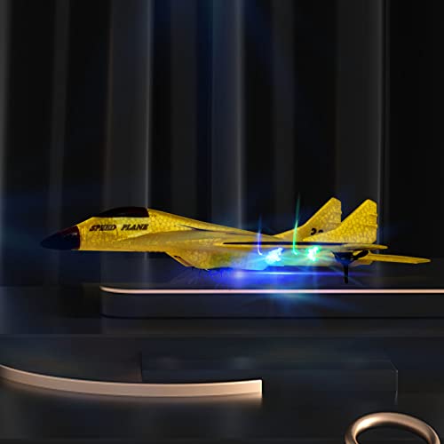 Gevinst Rc Jet Foam, Remote Control Airplane 2.4Ghz 2 Channel, With Led Light, Beginners & Adults & Kids Easy One-Key U-Turn For Boys 8-12（Yellow） #TOP2