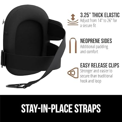 GORILLA GRIP Knee Pads for Work, All Day Comfort Gel Cushion and Soft Foam for Men and Women, Slip Resistant Heavy Duty Hard Cap, Adjustable Straps for Flooring, Construction and Gardening, Black