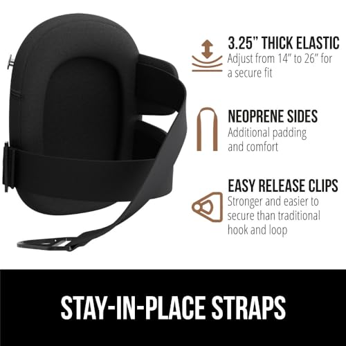 Image of GORILLA GRIP Knee Pads for Work, Gel Cushion Soft Foam for Men Black | All Day Comfort, Slip Resistant Heavy Duty Hard Cap, Adjustable Straps for Flooring, Construction, Roofing and Gardening