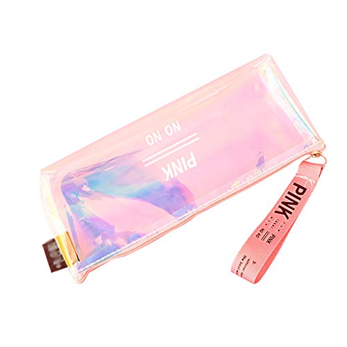 LAMEIDA Trousse Scolaire Transparente Grande Trousse A Crayons Rosa Fleurs Papeterie Fantaisie Fille Ado 1 Pcs