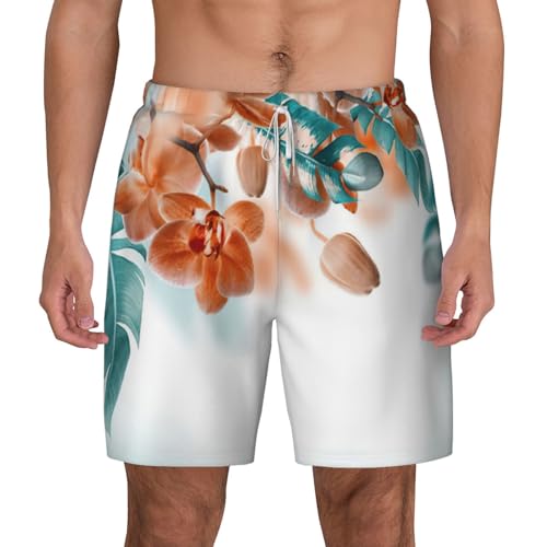 Short de bain de qualité respirant imprimé orchidée bleu sarcelle homme