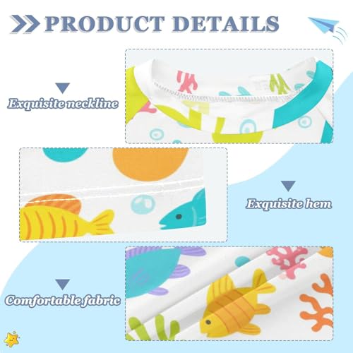 Musical Note Colorful Fish Bubble Short Sleeve Kids Bathing Suits Boys Big Girls Swimsuit Rash Guard Swimsuit for 3-12 Years Traje de bano para nina3
