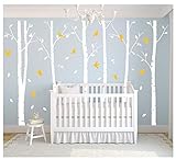 💮【MODERN UND EIN ECHTER HINGUCKER】Wandtattoo Loft Birkenstämme mit Hirsch und Reh (2farbig) in der Größe 200 cm hoch x 280 cm breit / Wald / Tiere / Wandaufkleber / Wandsticker