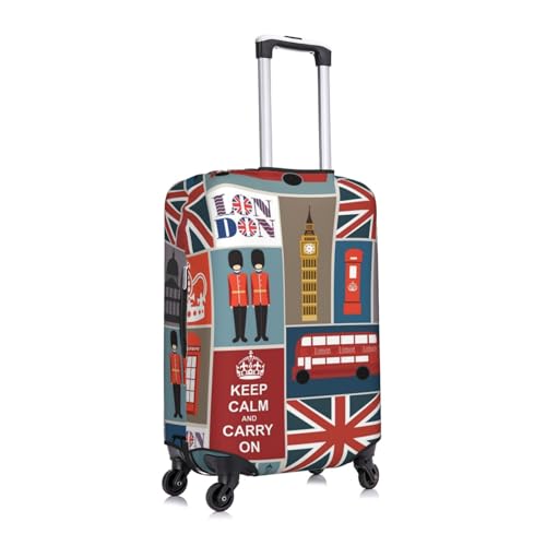 England Symbols Print Suitcase Cover Luggage Protector Washable Elastic Fashionable Travel Gear Cover3