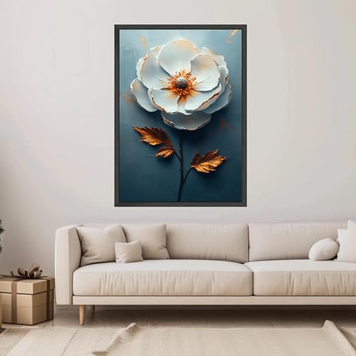 Tableau sur toile fleurs blanches pour illuminer un mur sombre - 4